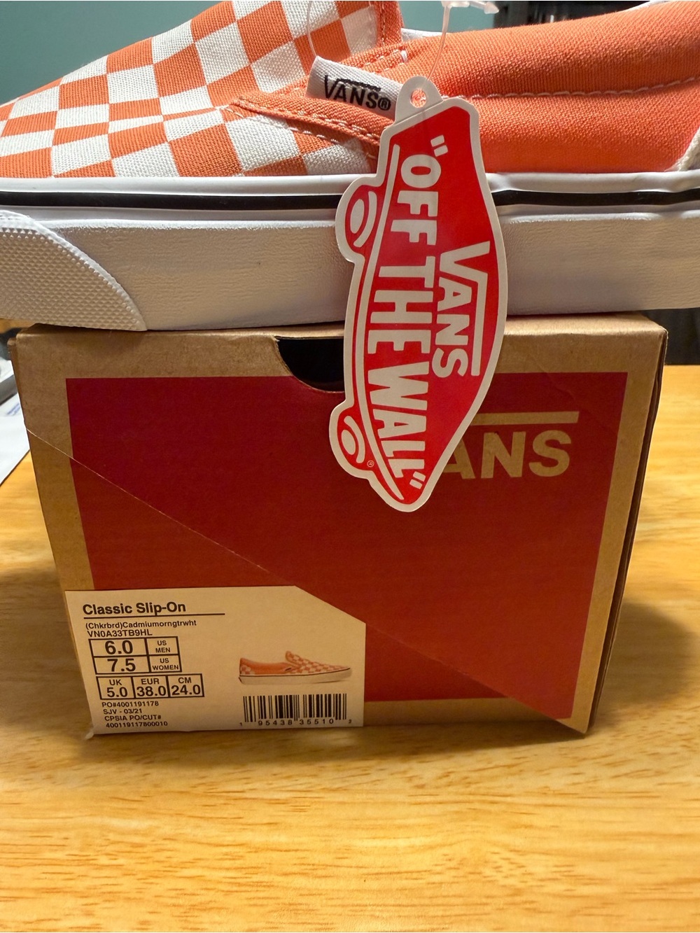 VANS - Classic Slip-On - Checkerboard Cadmium Orange - Picture 9 of 10